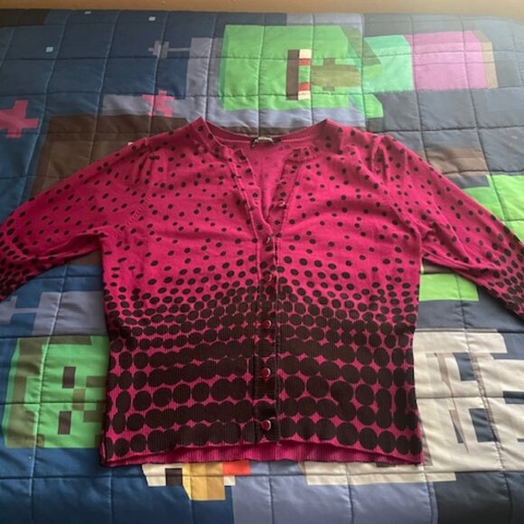 Notations Pink & Black Polka Dot Cardigan | Size XL - Picture 1 of 3